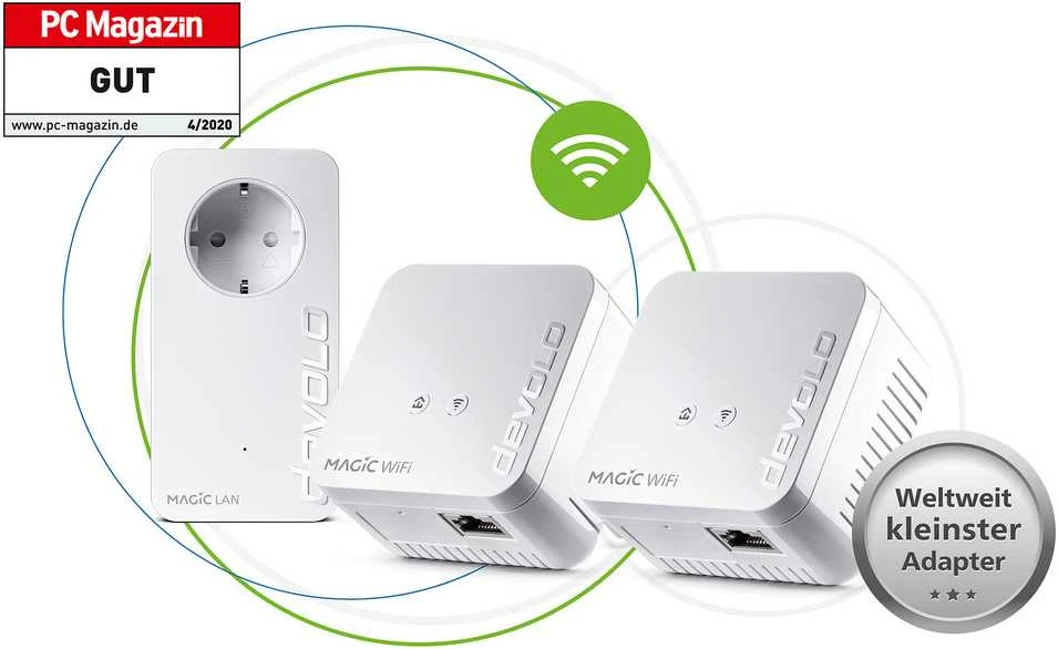 Maršrutizatorius Adapteris Powerline Devolo devolo Magic 1 WiFi 2-1-3 Multikit mini, Powerline + WiFi (3 adapteriai)