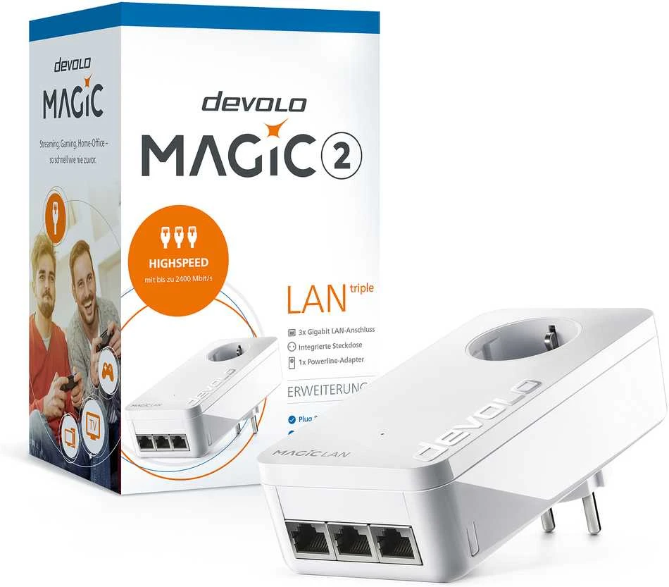 Maršrutizatorius „devolo Magic 2 LAN“ trigubas + viengubas, „Powerline“