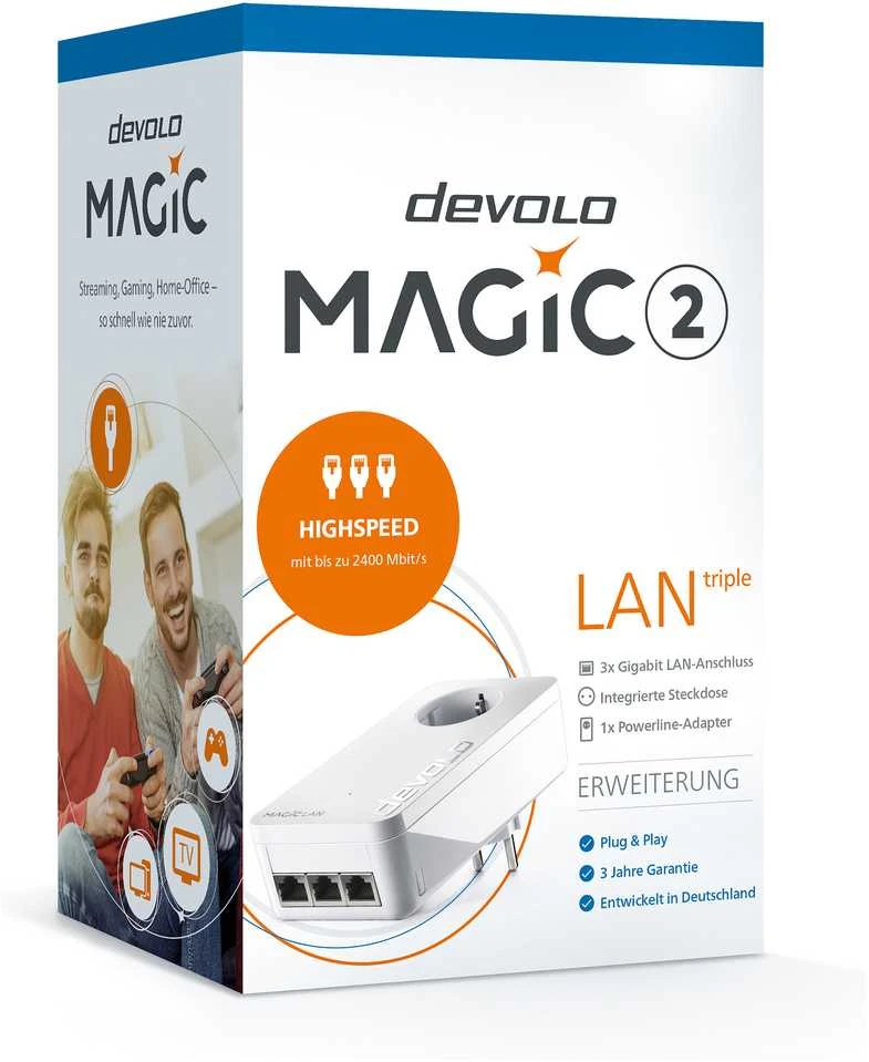 Maršrutizatorius „devolo Magic 2 LAN“ trigubas + viengubas, „Powerline“