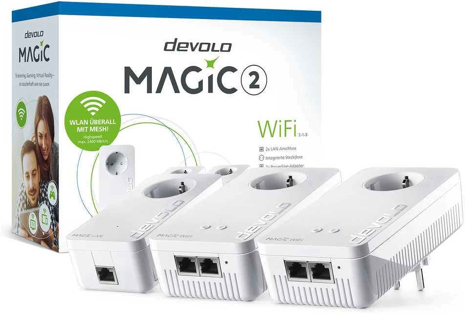 Maršrutizatorius Devolo Ag devolo Magic 2 WiFi ac Next Multiroom Kit 2400Mbit, Powerline+WLAN, 5x LAN, Mesh
