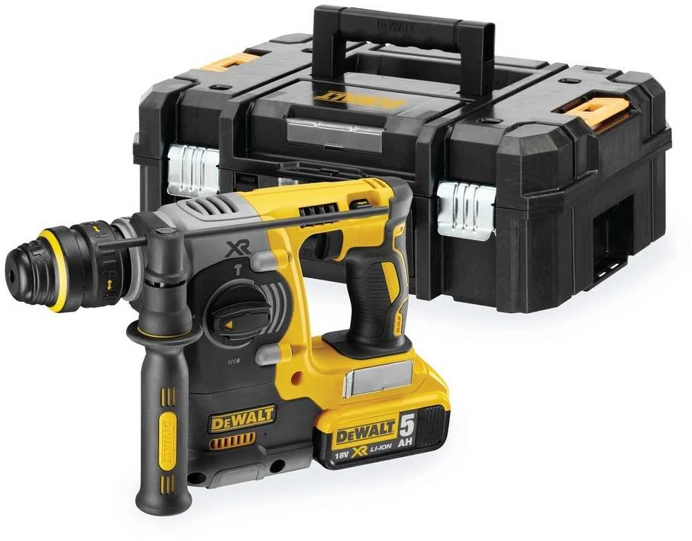 DEWALT SDS-PLUS GRĘŽIMO KJŪKAS 18V 2.1J 2 x 5.0Ah XR LI-ION BE šepetėlių + LAIKIKLIS DCH274P2T
