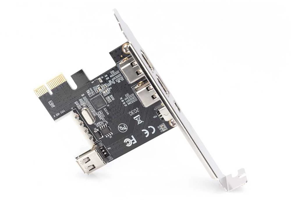 Assmann Electronic DIGITUS IEEE 1394a sąsajos kortelė PCIexpress 3 prievadas 1x int. 2x išorinis Uostai