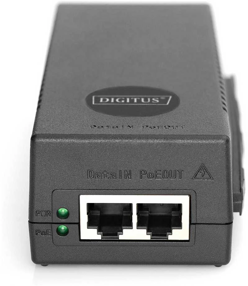 Digitus 10 Gigabit Ethernet PoE+ Injektor, 802.3at, 30 W, PoE-Injektor - juodas