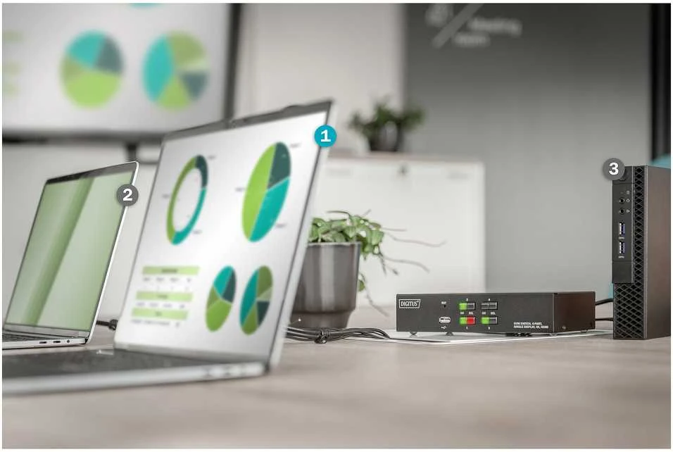 Assmann Electronic Assmann elektroninis DIGITUS KVM jungiklis 2x1 HDMI 4 prievadų vieno Ekrano 4K/30Hz FreeSync