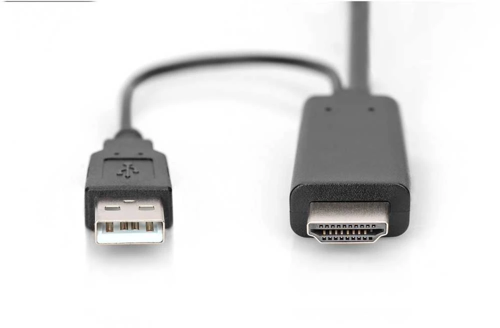 HDMI į DP adapterio jungtys su USB maitinimo laidu