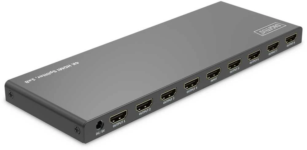 DIGITUS 1x8 HDMI skirstytuvas: jungčių išdėstymas