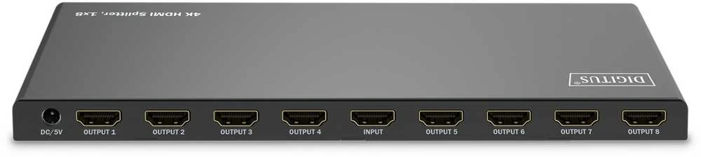 DIGITUS 1x8 HDMI skirstytuvas, galinės jungtys