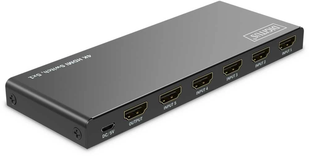 Digitus 5x1 HDMI jungiklis su jungčių išdėstymu
