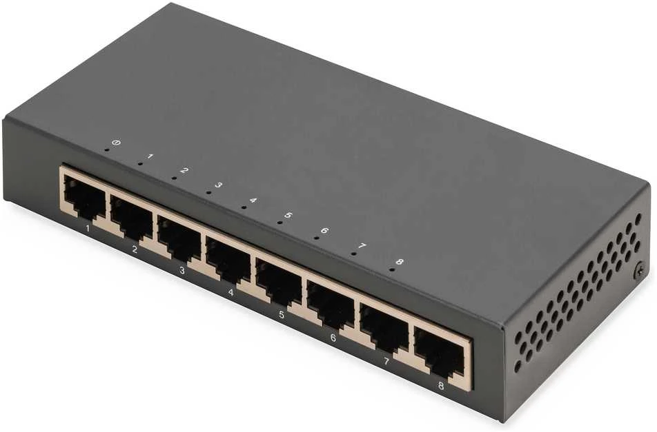 Šakotuvas Digitus 8-PORT GIGABIT SWITCH UNMANAGED - RJ45 8X10/100/1000 MBIT/S