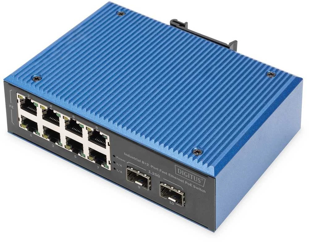Šakotuvas Digitus DN-651147 tinklo komutatorius Ne-valdomas Fast Ethernet (10/100) Maitinimas per Eternetą (PoE) Juoda, Mėlyna