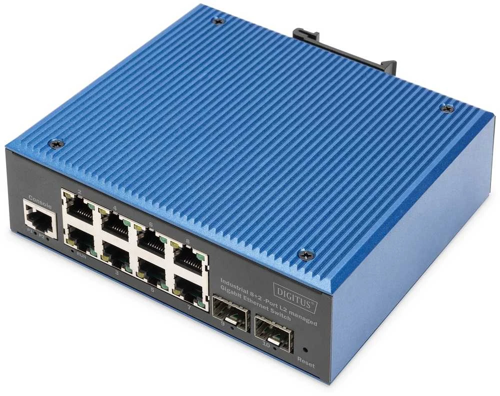 Šakotuvas DLC Digitus DN-651156 tinklo komutatorius Valdomas L2 Gigabit Ethernet (10/100/1000) Juoda, Mėlyna