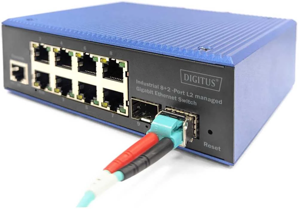 Šakotuvas DLC Digitus DN-651156 tinklo komutatorius Valdomas L2 Gigabit Ethernet (10/100/1000) Juoda, Mėlyna