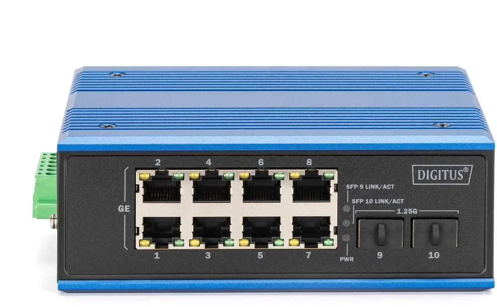 Šakotuvas Switch Digitus Przemysłowy 8 2-portowy Gigabit Ethernet DN-651150