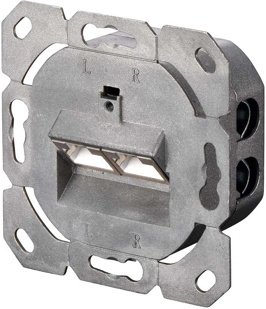 DIGITUS CAT 5e modulinis sieninis lizdas, ekranuotas, 2x RJ45, 8P8C, LSA, grynos baltos spalvos, įleidžiamas, DN-9001/B5-N