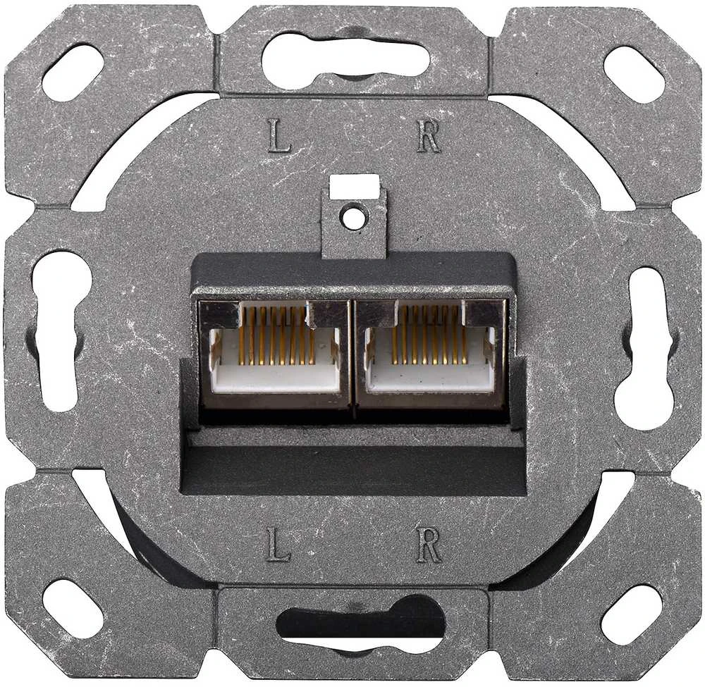 DIGITUS CAT 5e modulinis sieninis lizdas, ekranuotas, 2x RJ45, 8P8C, LSA, grynos baltos spalvos, įleidžiamas, DN-9001/B5-N