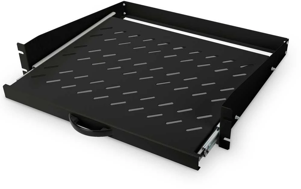 „Digitus“ ištraukiama lentyna, skirta fiksuotam montavimui ant priekinių 483 mm (19 colių) profilio bėgelių | DN-19-TRAY-2-450-SW