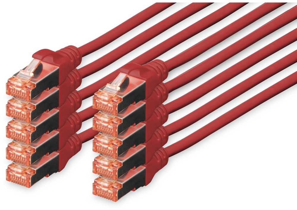 Digitus Patchcord CAT6, S-FTP, 3m, raudona, 10 vnt (DK-1644-030-R-10)