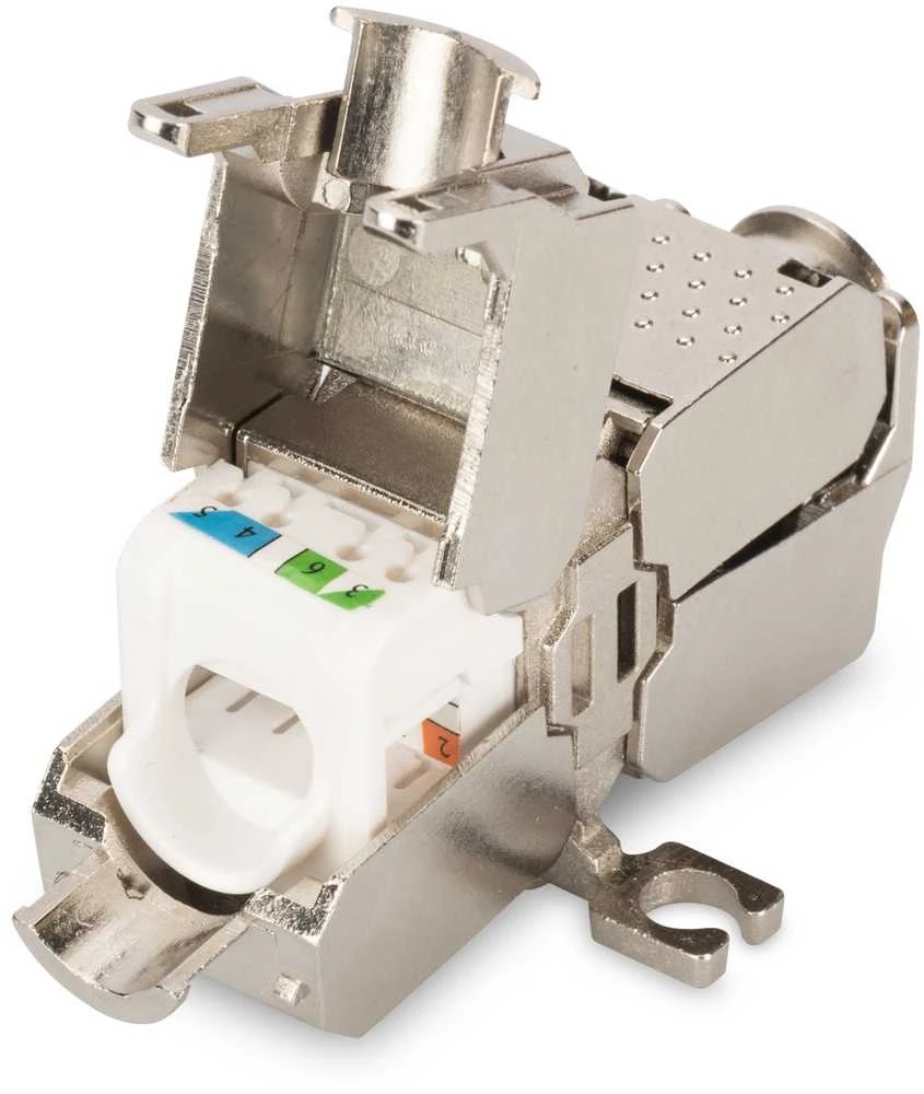 Assmann Electronic „Assmann“ elektroninė DIGITUS lauko užbaigimo mova CAT 6A 500 MHz, skirta AWG 22-26 visiškai ekranuotai trapecinio dizaino 26x35x80 mm
