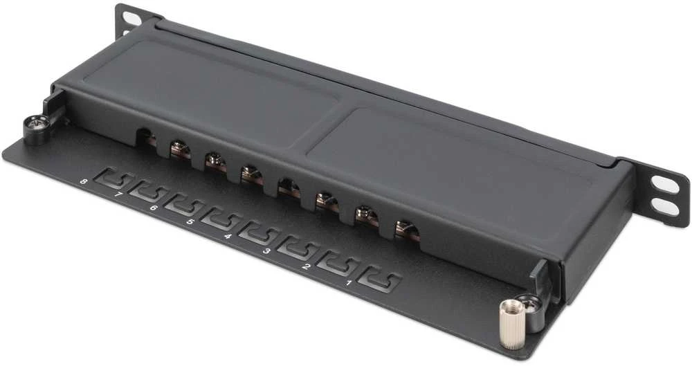 DIGITUS Cat.6A Slim Patch Panel, gesch.,8-Port, 0,5 HE, 10