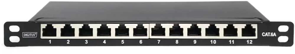 Digitus Cat.6A Slim Patchpanel,geschirmt,12-Port,0,5HE,10"sw (DN-91612S-SL-EA)