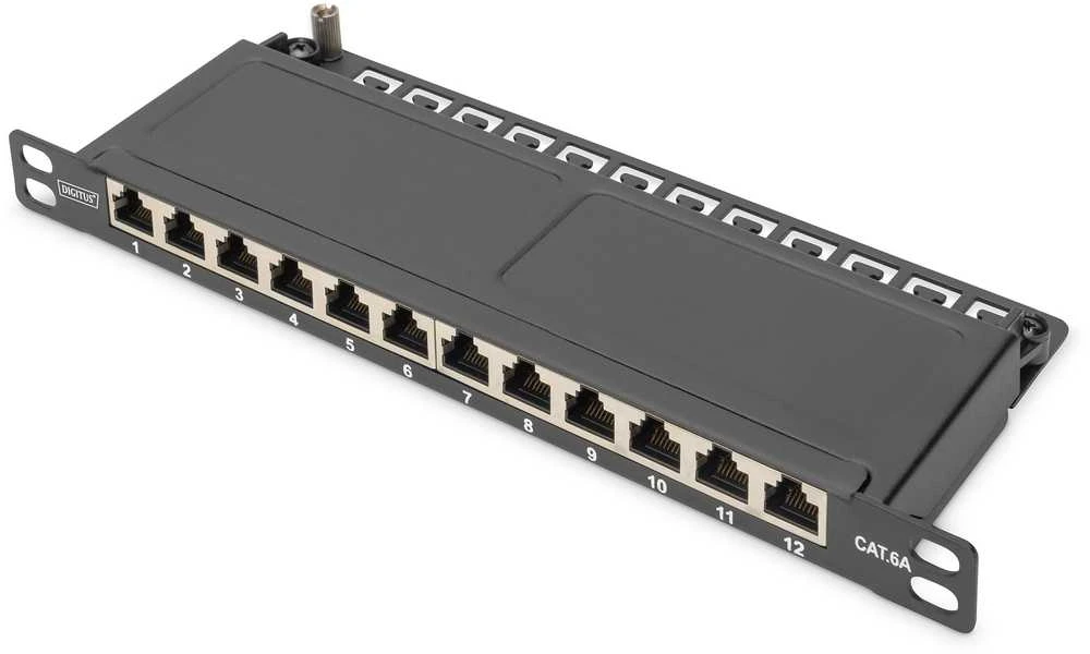 Digitus Cat.6A Slim Patchpanel,geschirmt,12-Port,0,5HE,10"sw (DN-91612S-SL-EA)