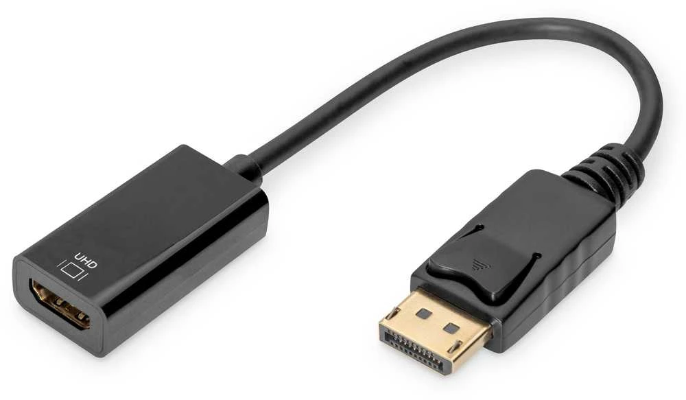Assmann Electronic ASSMANN DisplayPort adapterio kabelis DP - HDMI tipas A M/F 0,2 m su blokavimu HDMI Ver. 2.0 aktyvus CE auksinis bl