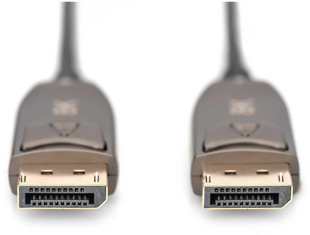 Assmann Electronic ASSMANN DisplayPort AOC Hibridinio pluošto prijungimo kabelis M/M 15m UHD 8K60Hz CE auksinis bl