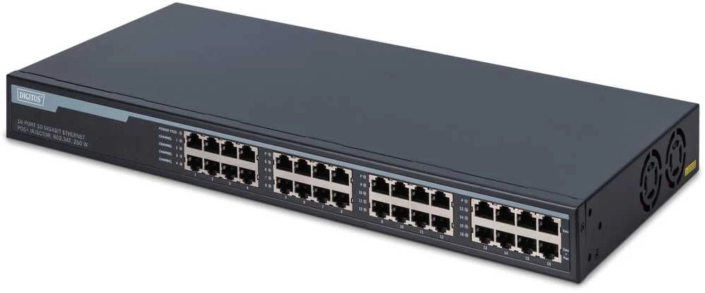 Serveris DIGITUS 10G Ethernet PoE+ injektoriaus šakotuvas, 802.3at, 10G | Digitus