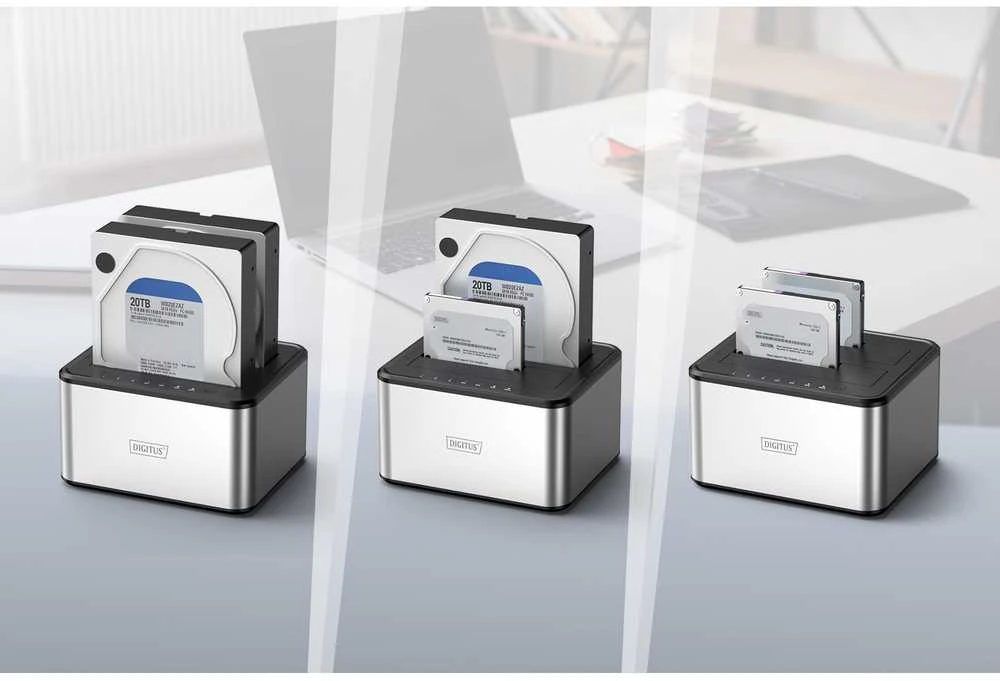 „Digitus USB 3.0“ dviguba SATA HDD prijungimo stotis 2,5"/3,5"