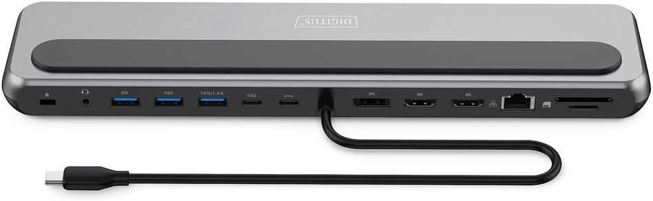 „Digitus USB-C 8K“ prijungimo stotelė, 12 prievadų | DA-70919 | Ethernet LAN (RJ-45) jungtys: 1 | HDMI jungčių kiekis: 2