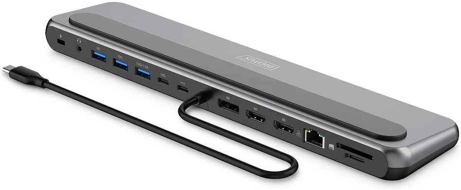 „Digitus USB-C 8K“ prijungimo stotelė, 12 prievadų | DA-70919 | Ethernet LAN (RJ-45) jungtys: 1 | HDMI jungčių kiekis: 2