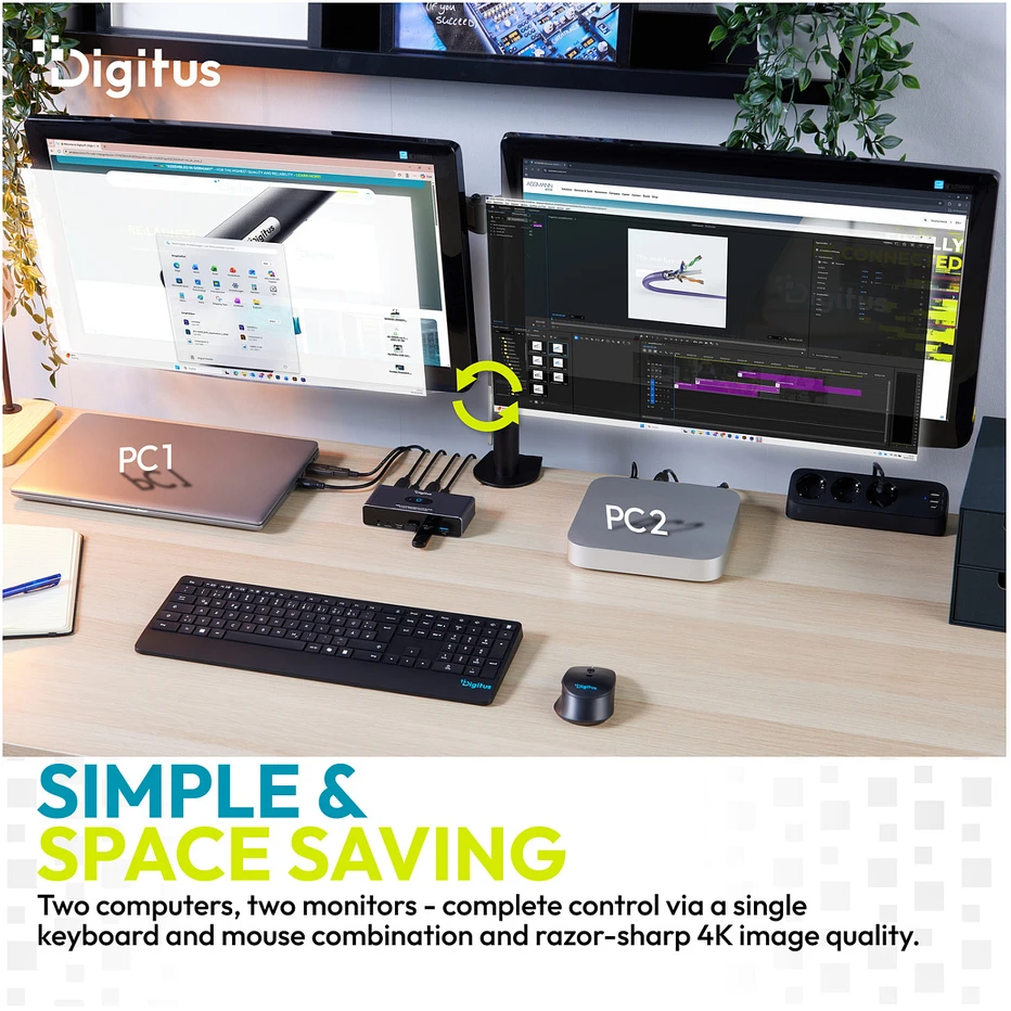Digitus DS-12856 KVM jungiklis Pilka