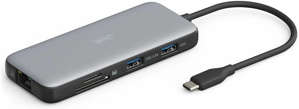 „Digitus USB-C“ įkrovimo stotelė, 8 prievadų | DA-70915 | Ethernet LAN (RJ-45) jungtys: 1 | HDMI jungčių kiekis: 2