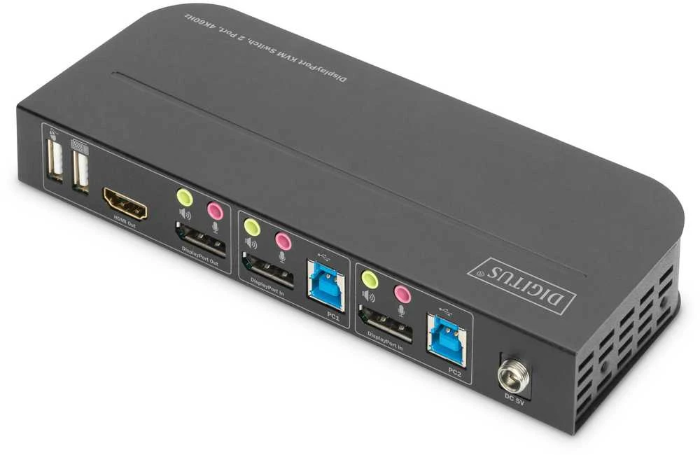 Assmann Electronic Assmann elektroninis DIGITUS KVM jungiklis 2x1 DP DP/HDMI OutUSB 4Kx2K60Hz