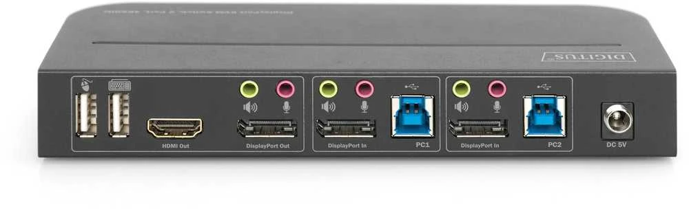 Assmann Electronic Assmann elektroninis DIGITUS KVM jungiklis 2x1 DP DP/HDMI OutUSB 4Kx2K60Hz