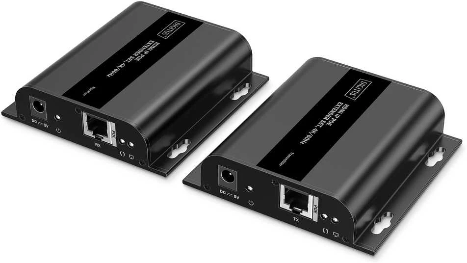 Assmann Electronic DIGITUS HDMI IP ilgintuvas 4K/60Hz 120/200 m PoE One-to-Many CAT Juodas