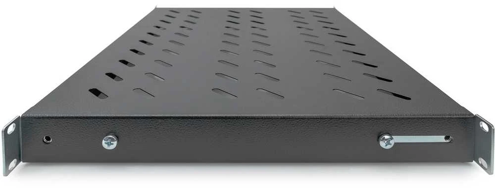 DIGITUS 19" Cabinet shelf, 1U, 350-500mm, color juodas (RAL 9005), DN-97645