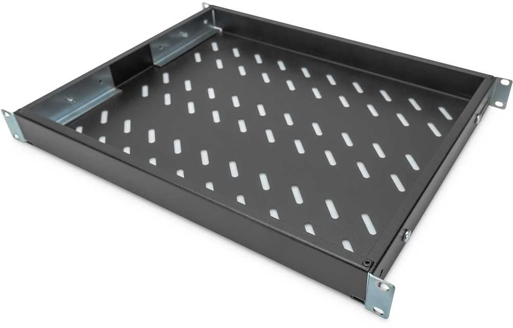 DIGITUS 19" Cabinet shelf, 1U, 350-500mm, color juodas (RAL 9005), DN-97645