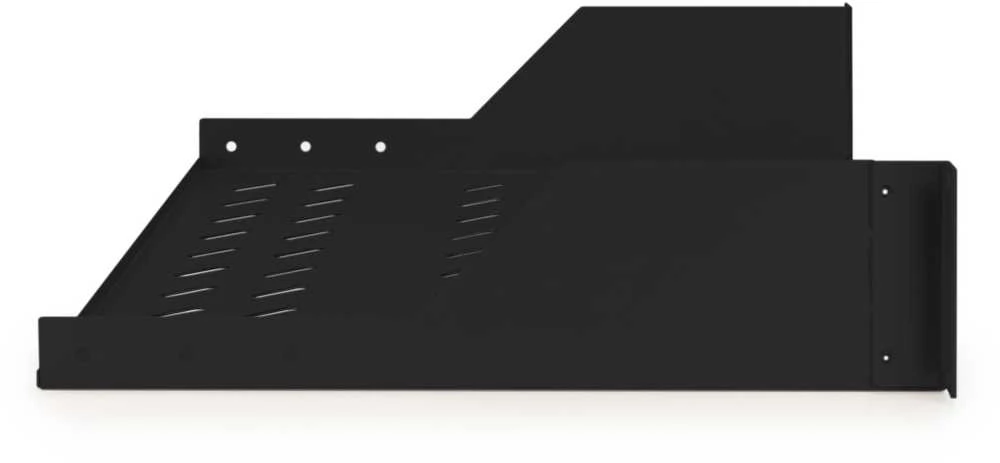 „Digitus“ | 2U fiksuota lentyna stelažams | DN-19 TRAY-2-SW | Puikiai tinka laikyti komponentus, kurie nėra tinkami 483 mm (19 colių) aukščio elementams. Plonas dizainas, užimantis 2 aukščio elementų vietą. Lengva ir greita sumontuoti arba išmontuoti. Matmenys 88 x 482 x 349 mm, svoris 25 kg | Juodas