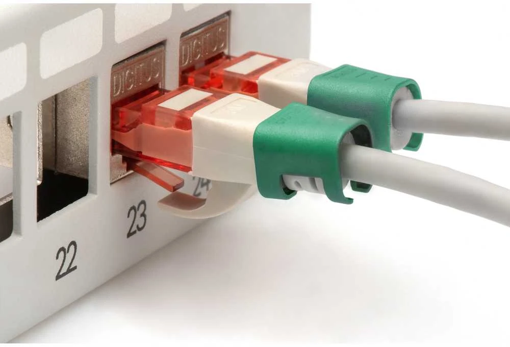 Digitus DIGITUS spalvoti spaustukai RJ45 jungiamajam kabeliui, 100 vnt., žali