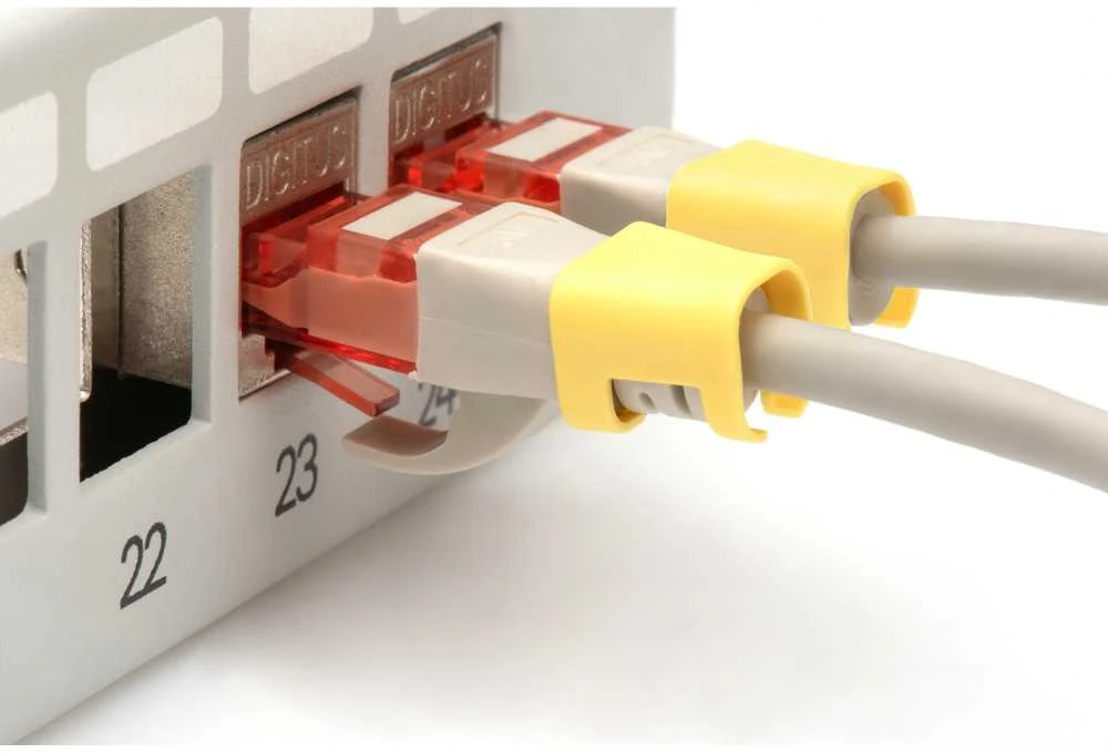 Digitus DIGITUS spalvoti spaustukai RJ45 jungiamajam kabeliui, 100 vnt., geltoni