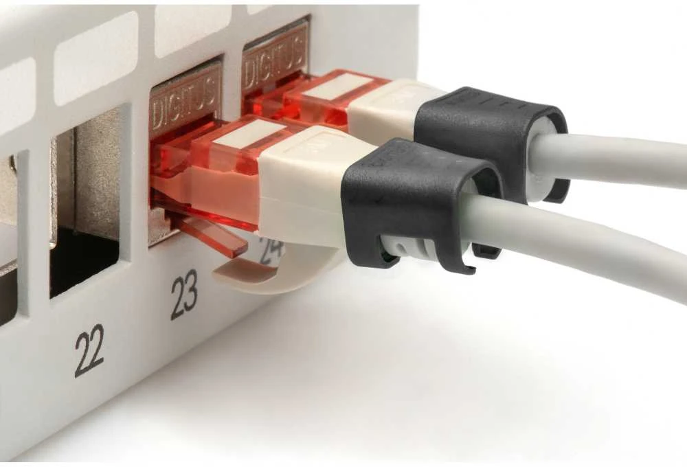 Digitus spalvoti spaustukai RJ45 jungiamajam kabeliui, 100 vnt. juodi