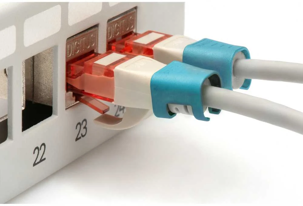 Digitus DIGITUS spalvoti spaustukai RJ45 jungiamiesiems kabeliams, 100 vnt., mėlyni