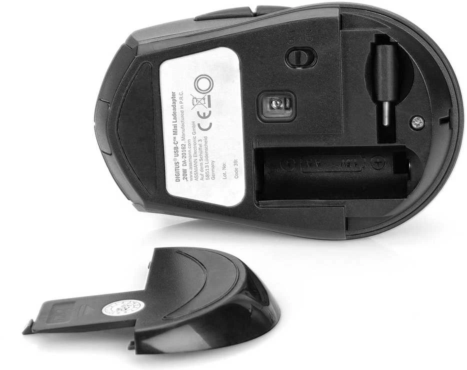 Pelė Digitus Bevielė pelė DIGITUS optinė 1600 DPI 6 przycisków 2,4 GHz, juoda-pilka