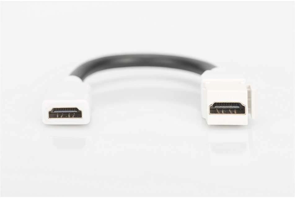Digitus Keystone HDMI modulis su 12 cm kabeliu, lizdų ir tuščių skydų jungtimi, moteriška / moteriška, balta (DN-93403)