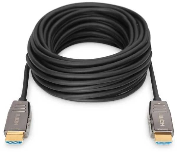 Assmann Electronic ASSMANN HDMI AOC Hibridinio pluošto prijungimo kabelis Tipas A M/M 15m UHD 8K60Hz CE auksinis bl