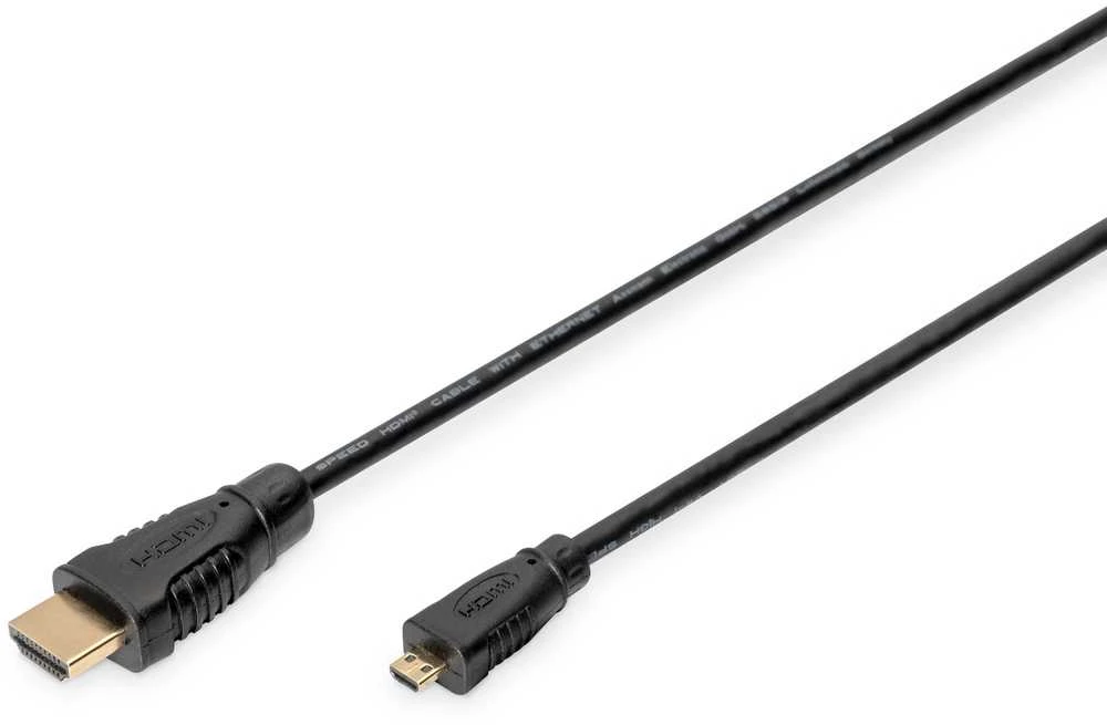 Digitus ASSMANN HDMI 1.4 didelės spartos jungties kabelis 1,0 m, tipas HDMI A/M – Micro HDMI D/M, AK-330115-010-S