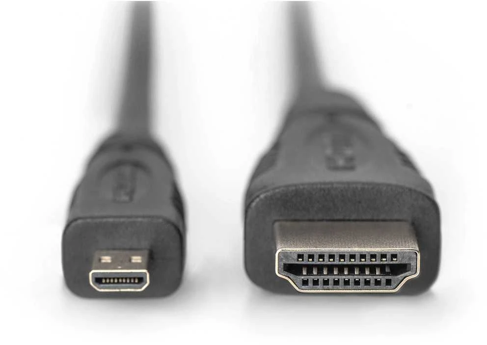 Digitus ASSMANN HDMI 1.4 didelės spartos jungties kabelis 1,0 m, tipas HDMI A/M – Micro HDMI D/M, AK-330115-010-S