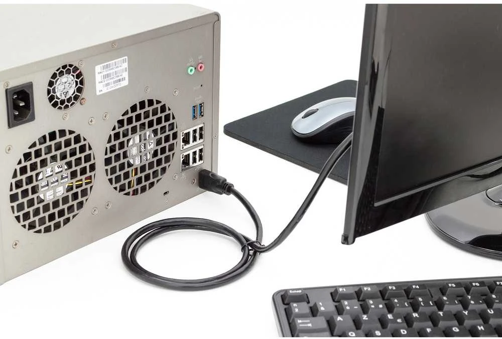 Assmann Electronic DIGITUS HDMI High Speed jungties kabelis tipas A M/M 5.0m su Ethernet Ultra HD 60p auksinis bl