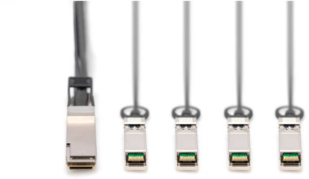 Digitus DIGITUS Kabelis QSFP+ to 4XSFP+ 40G DAC 3.0m juodas
